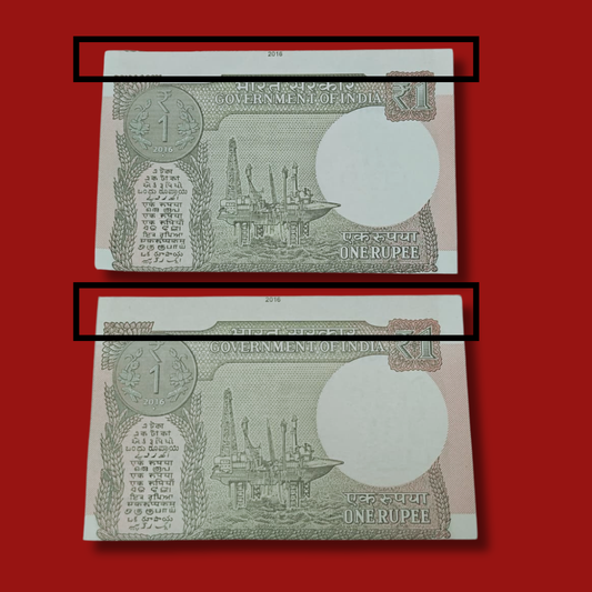 Rs 1 Error Note Set 2016 Issue Cutting Error Rare Collectible - Collection Bazzar