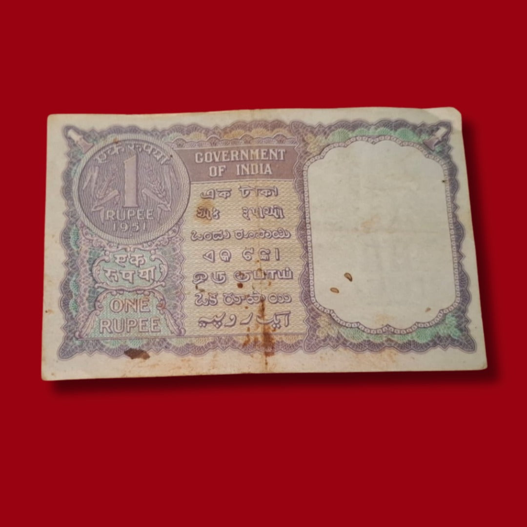 Rs 1 Note Year 1951 Finance Secretary K G Ambagaonkar Collectible - Collection Bazzar