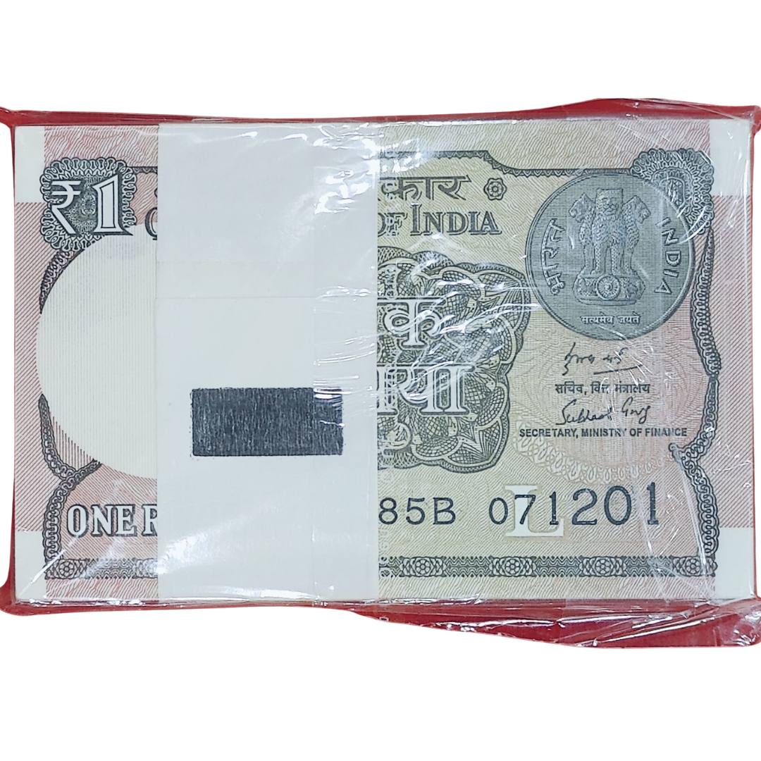 Rs 1 Note birthday serial packet 071201 December 7 unc condition - Collection Bazzar