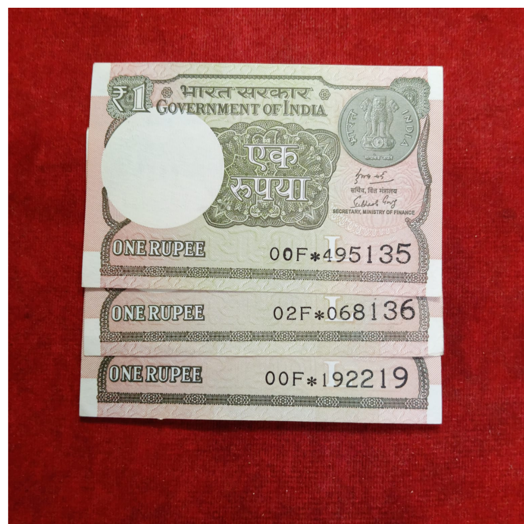Rs 1 Star 3 Notes Prefix 00F Rare Collectible - Collection Bazzar