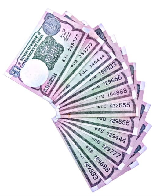 Rs 1 lot of 12 notes ending three times number - Collection Bazzar