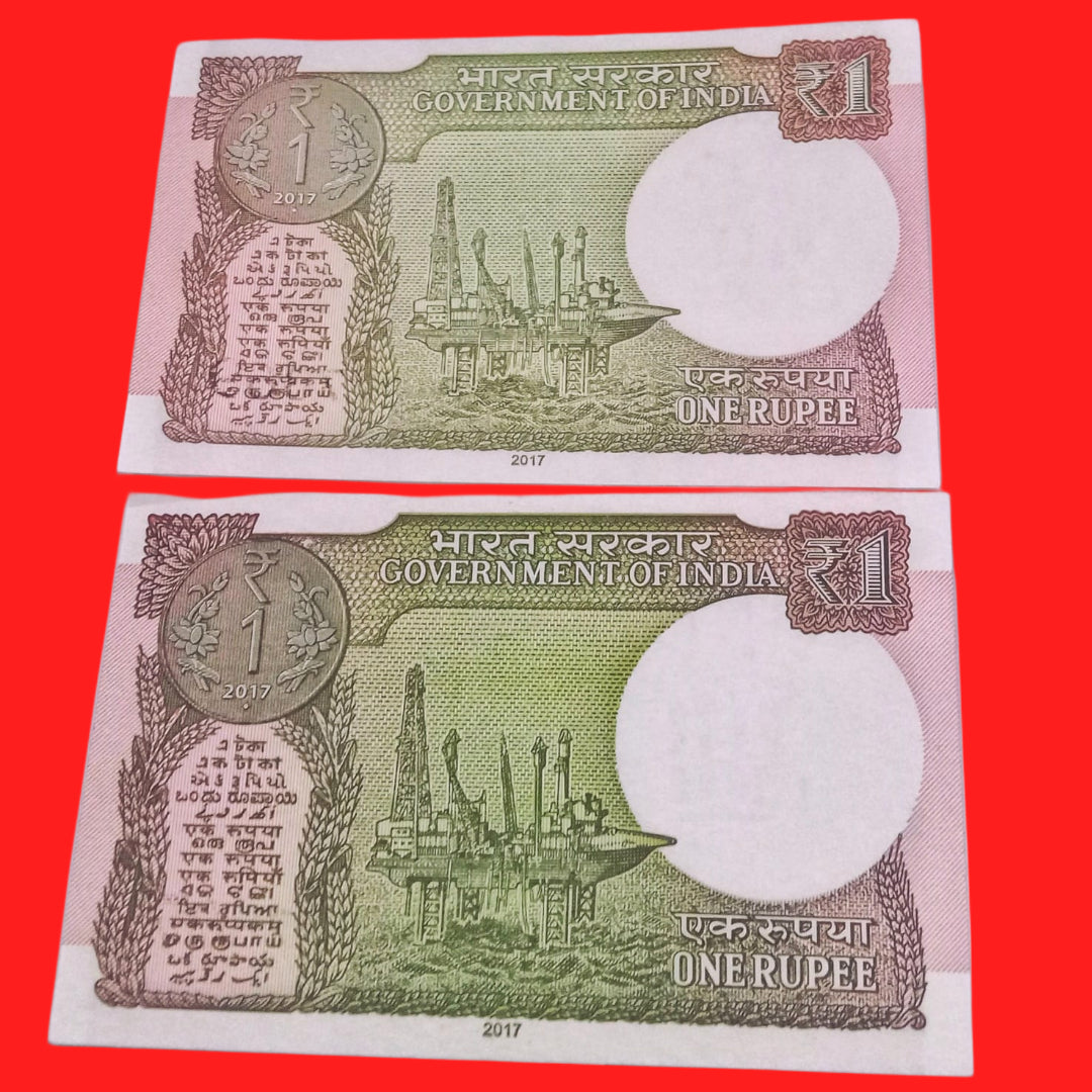 Rs 1 new fancy no 2 notes (777868 & 777886) collectible item - Collection Bazzar
