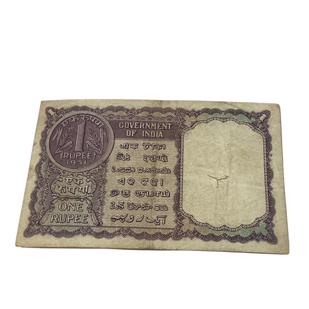 Rs 1 note 459212 governor k g ambagaonkar rare collectible - Collection Bazzar