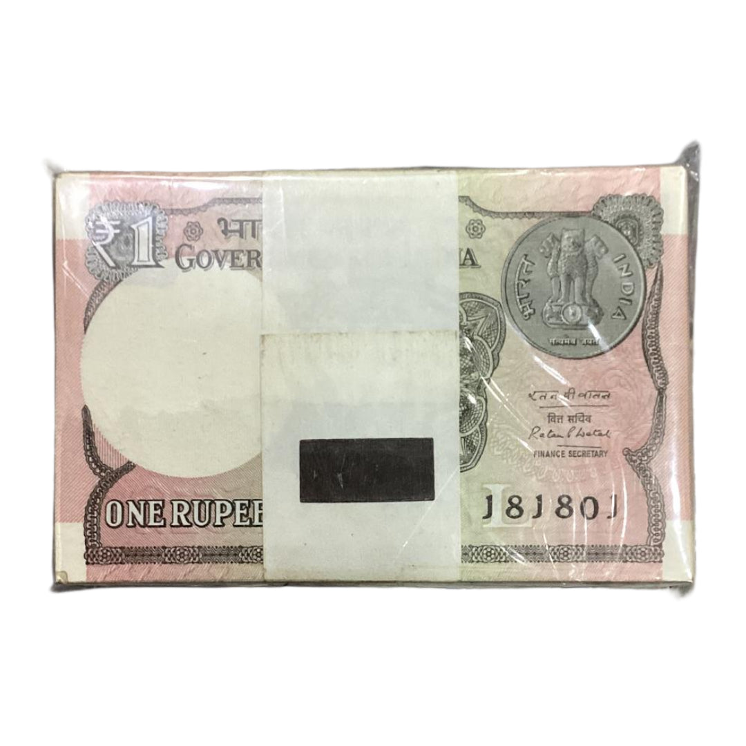 Rs 1 note packet 181801 with 181818 tripling number rare collectible - Collection Bazzar