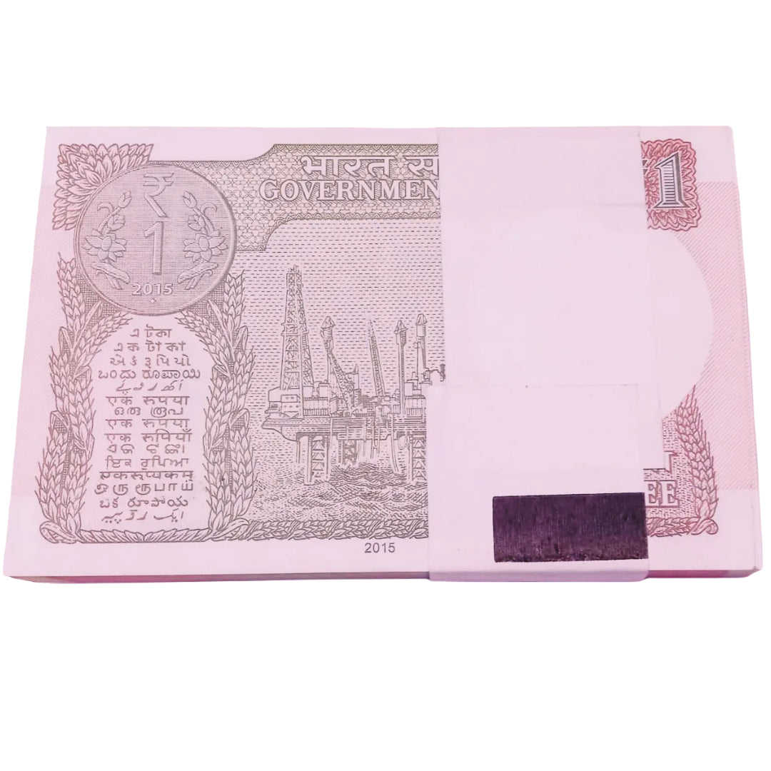 Rs 1 solid number packet 444401-444500(all 444444 missing)2015 year - Collection Bazzar