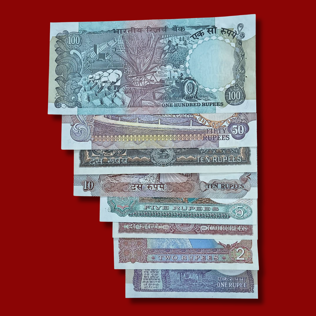 Rs 1 to 100 S Venkitaramanan Signature Set of 8 Notes - Collection Bazzar