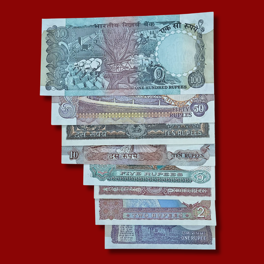 Rs 1 to 100 S Venkitaramanan Signature Set of 8 Notes - Collection Bazzar