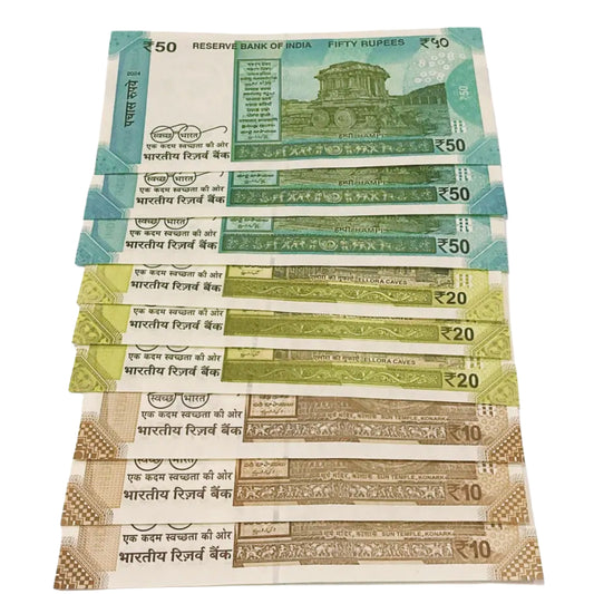 Tripling number and DOB date 9 notes lot in Rs 10, 20 and 50 Excellent for collection - Collection Bazzar