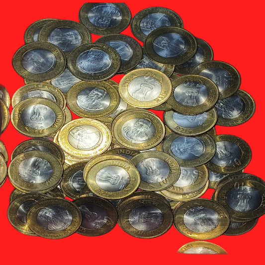 Rs 10 Chimayanand Bi-metal 100 pieces coin pouch rare collectible - Collection Bazzar