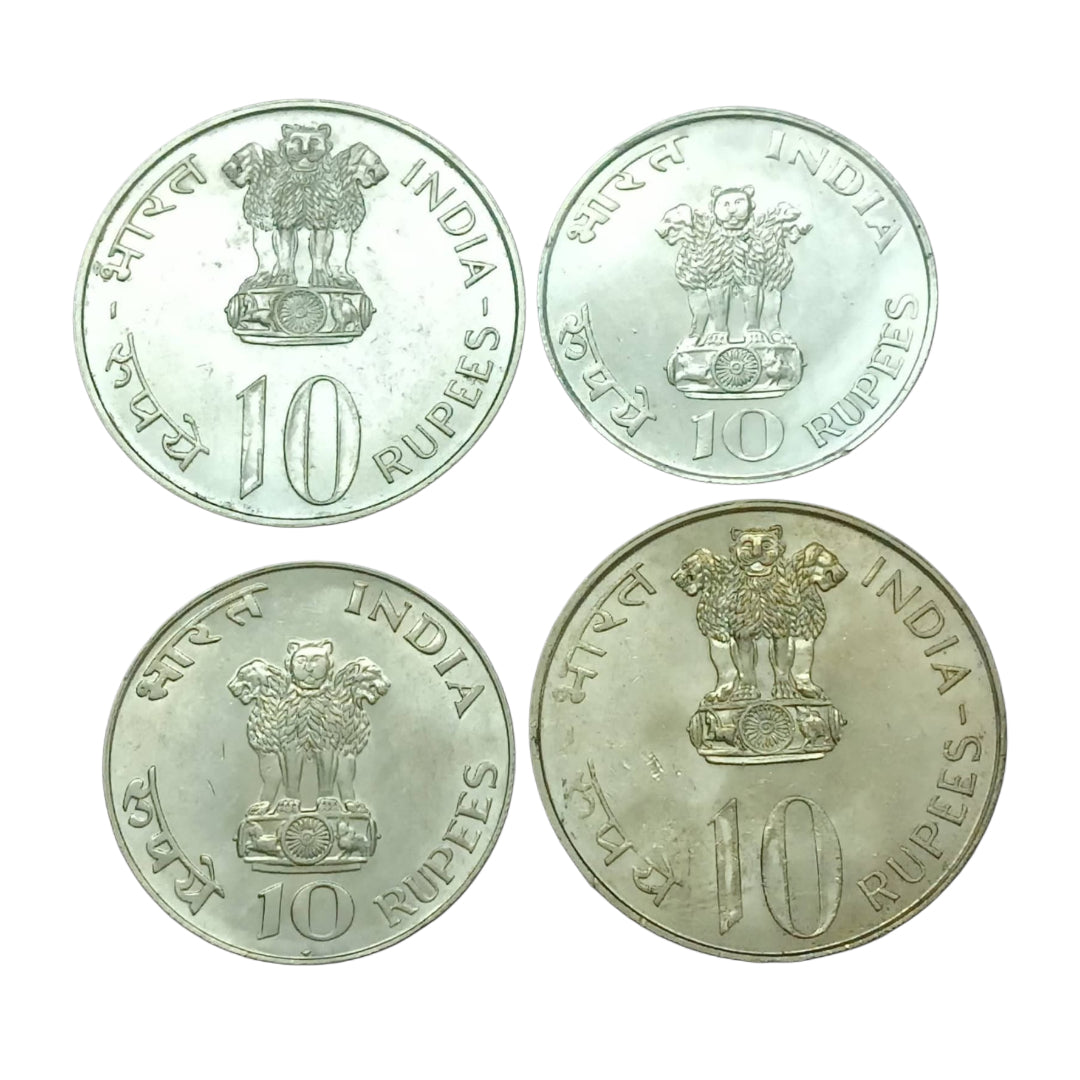 Rs 10 Coin 2 Coins Set Silver Coins | Rare Collectible - Collection Bazzar