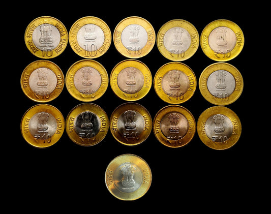 Rs 10 Commemorative Coins Set of 16 Lot Limited Stock
