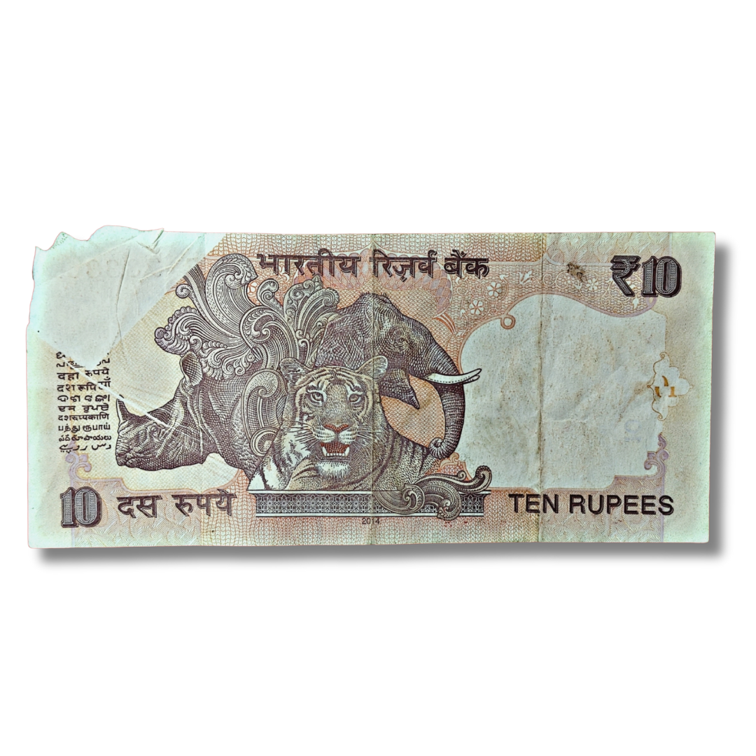 Rs 10 Indian Bank Note – Extra Flip Paper Error - Collection Bazzar