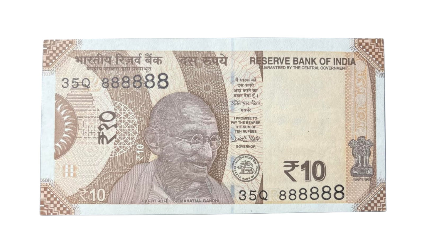 Rs 10 Fancy Number Note – 888888 | Rare Solid Number Note | RBI Original UNC - Collection Bazzar