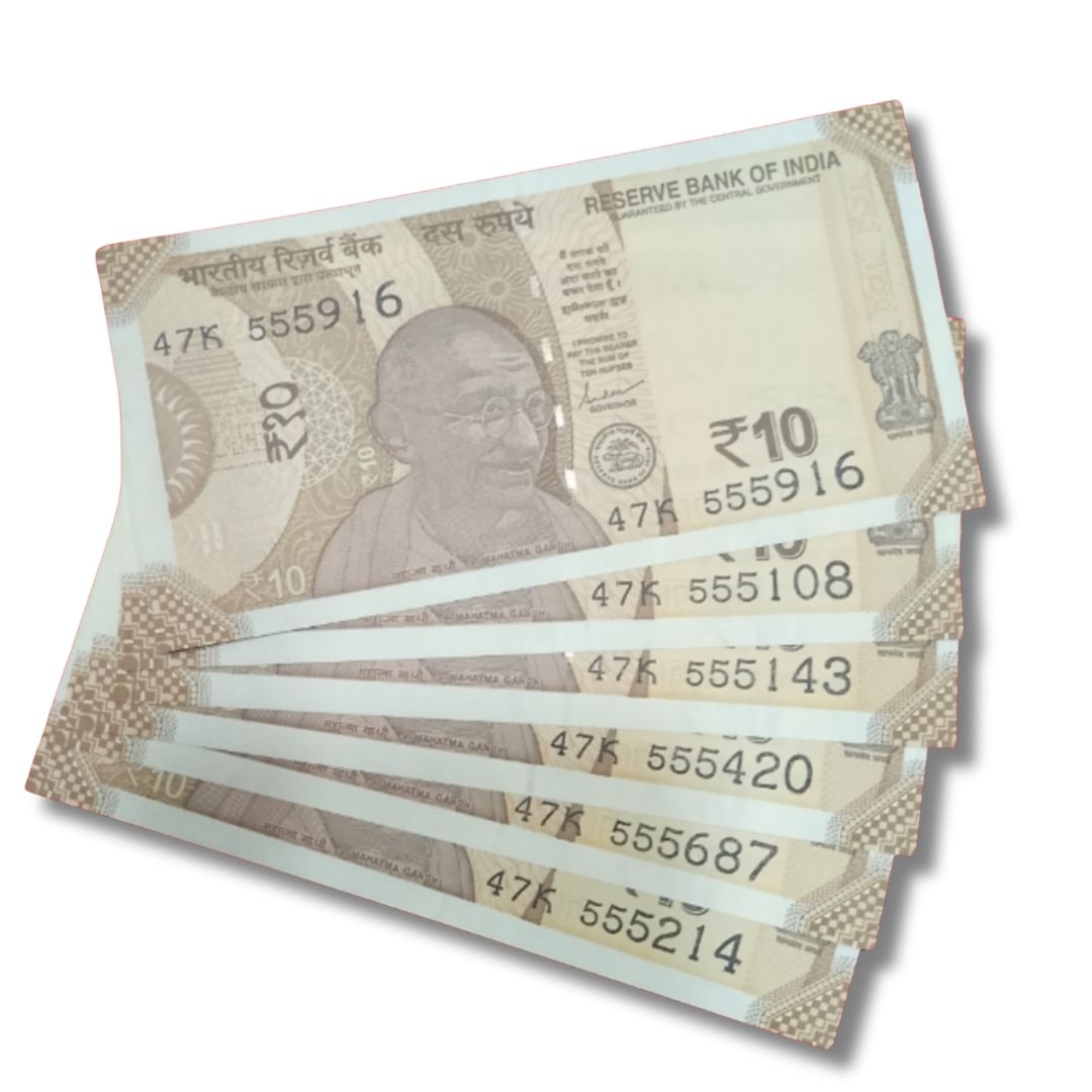Rs 10 Fancy Number Note Set – Starting 555 | UNC Condition