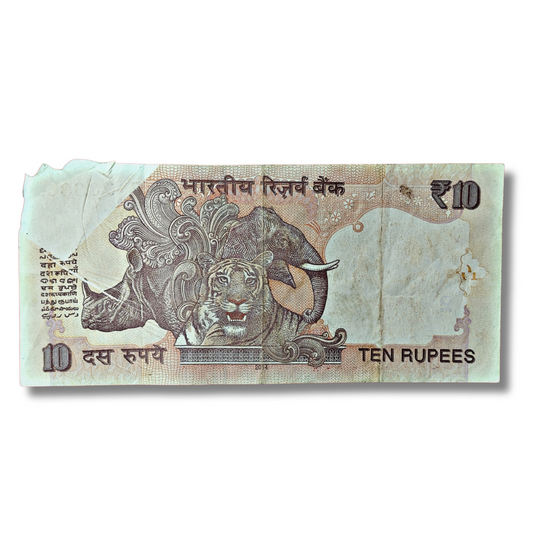 Rs 10 Indian Bank Note – Extra Flip Paper Error - Collection Bazzar