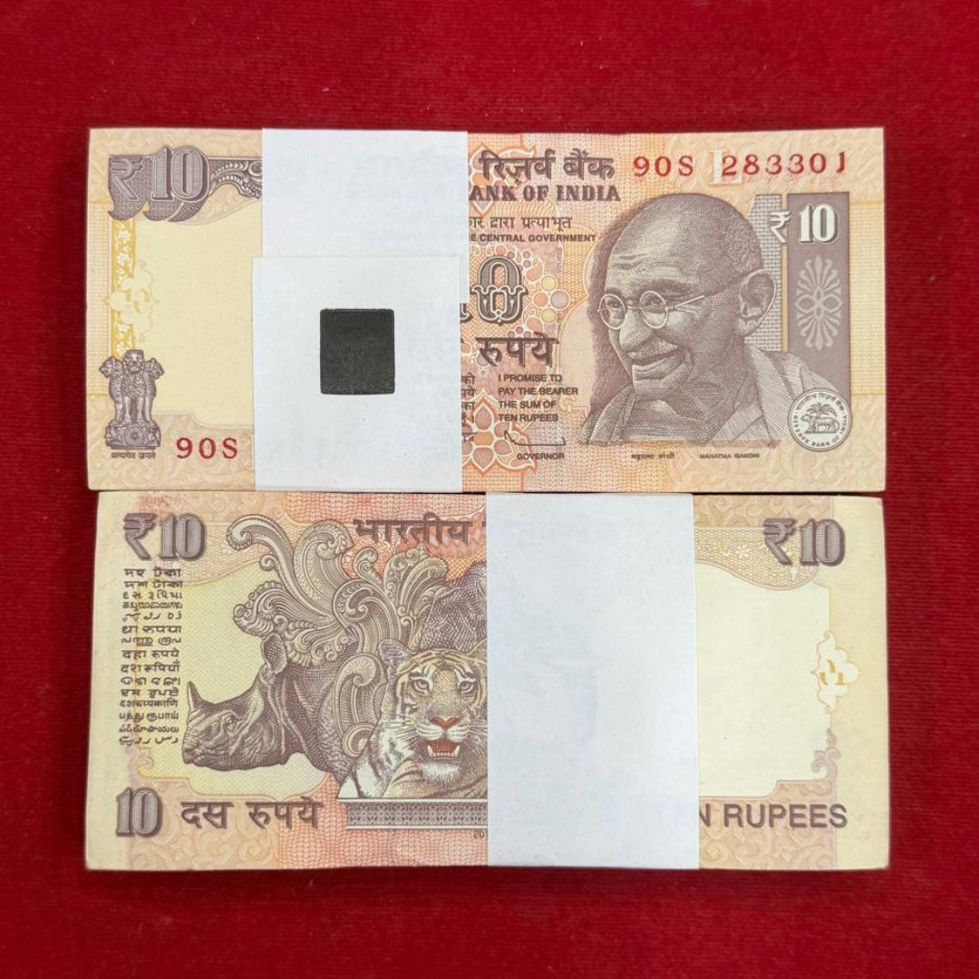 Rs 10 Note Full Packet - Serial 283301 Collectible & Gift Item UNC - Collection Bazzar