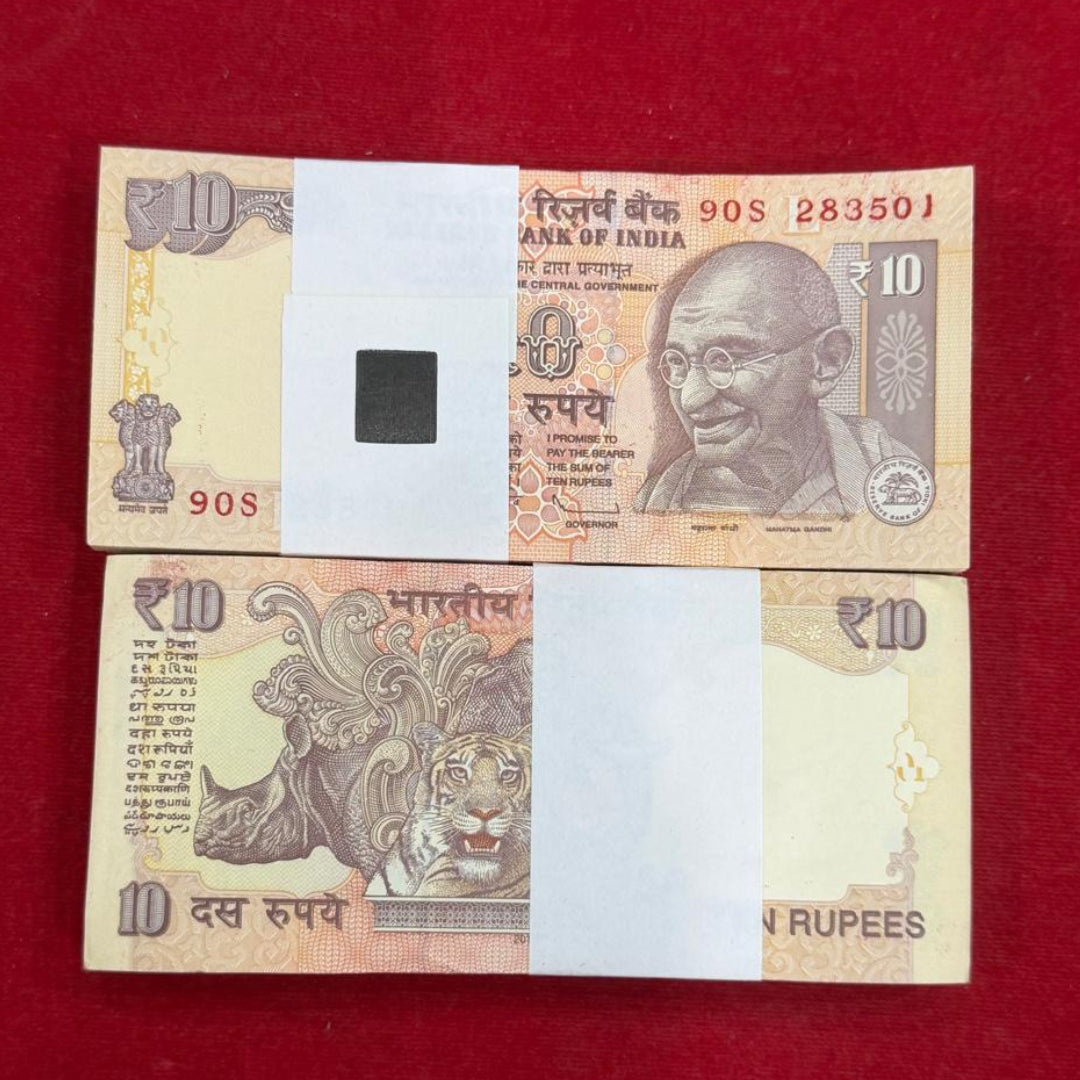 Rs 10 Note Full Packet - Serial 283501 Collectible & Gift Item UNC - Collection Bazzar
