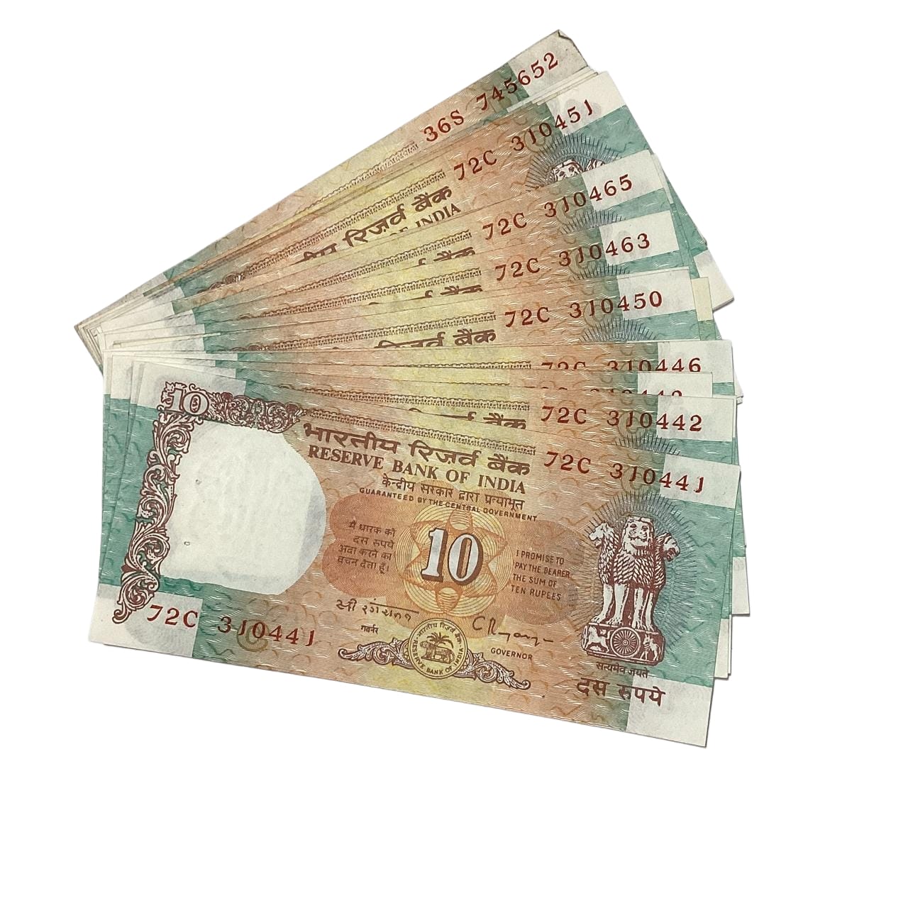 Rs 10 Note Shalimar Set of 10 Governor C Rangrajan Rare Collectible - Collection Bazzar