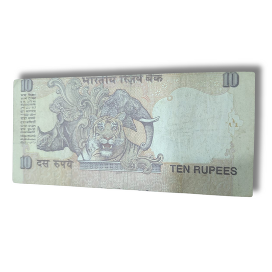 Rs 10 Error Note Shifted Print Paper Cutting Error 524300 – As Per Condition - Collection Bazzar