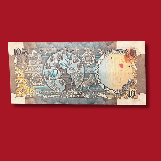 Rs 10 Old Peacock Note Issue 786834 Starting Holy Number - Collection Bazzar