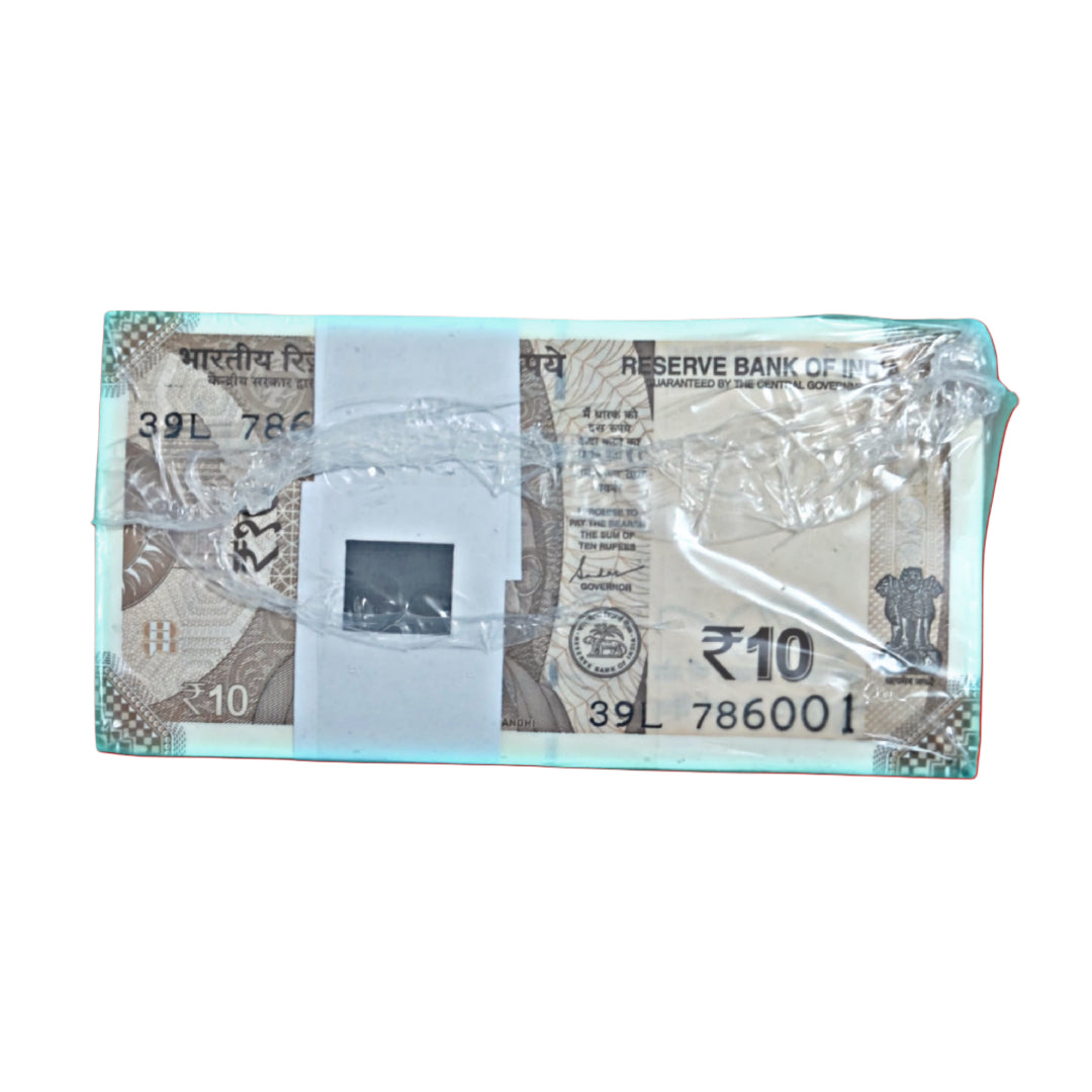 Rare Rs 10 rim pack prefix 39L with serial numbers 786001 to 787000, holy Bismillah 786 notes, UNC 1000 note set.