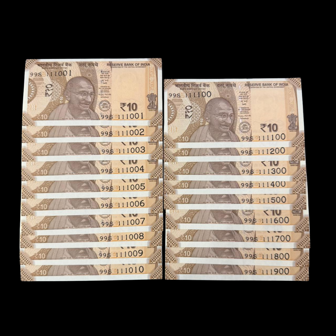 Rs 10 Set of 19 Notes Starting With 1 (2 Sets Collection) Rare - Collection Bazzar