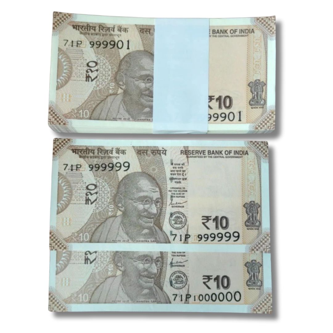 Rs 10 Super Fancy Bundle – Serial 999901 to 1000000 | Rare 7-Digit 1 Million Number - Collection Bazzar