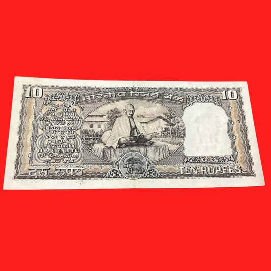 Rs 10 black boat back side gandhi issue J67 388220 L K Jha sign - Collection Bazzar