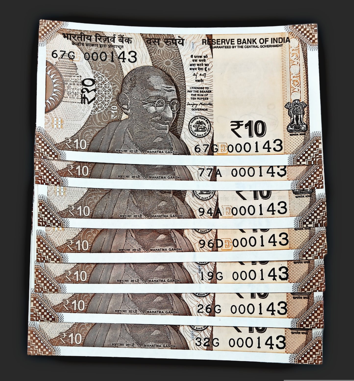 Rs 10 note lower number i love you note 000143 each note price - Collection Bazzar