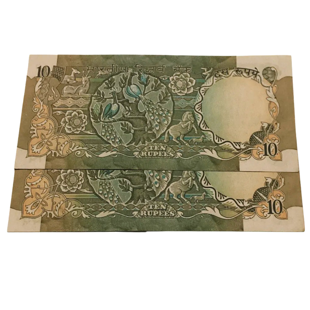 Rs 10 old Peacock Issue Rare governor KR PURI 2 notes - Collection Bazzar