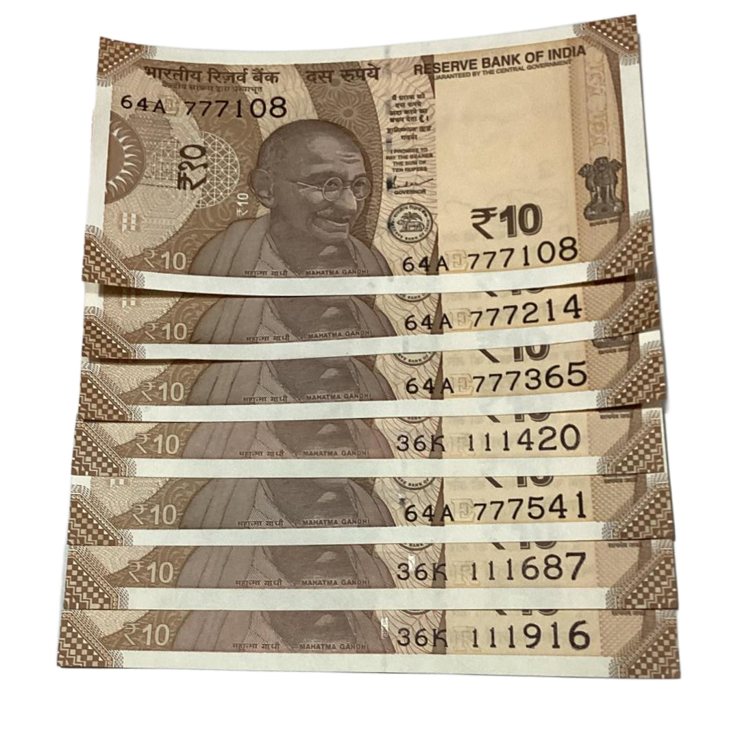 Rs 10 starting 777 ending holy number set governor shaktikant das rare collectible - Collection Bazzar