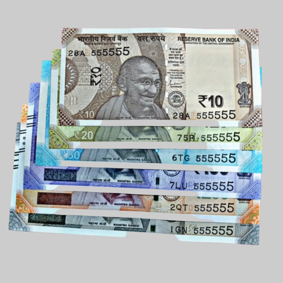 Rs 10 to Rs 500 Solid Number Set – 555555 in All Denominations | Shaktikanta Das