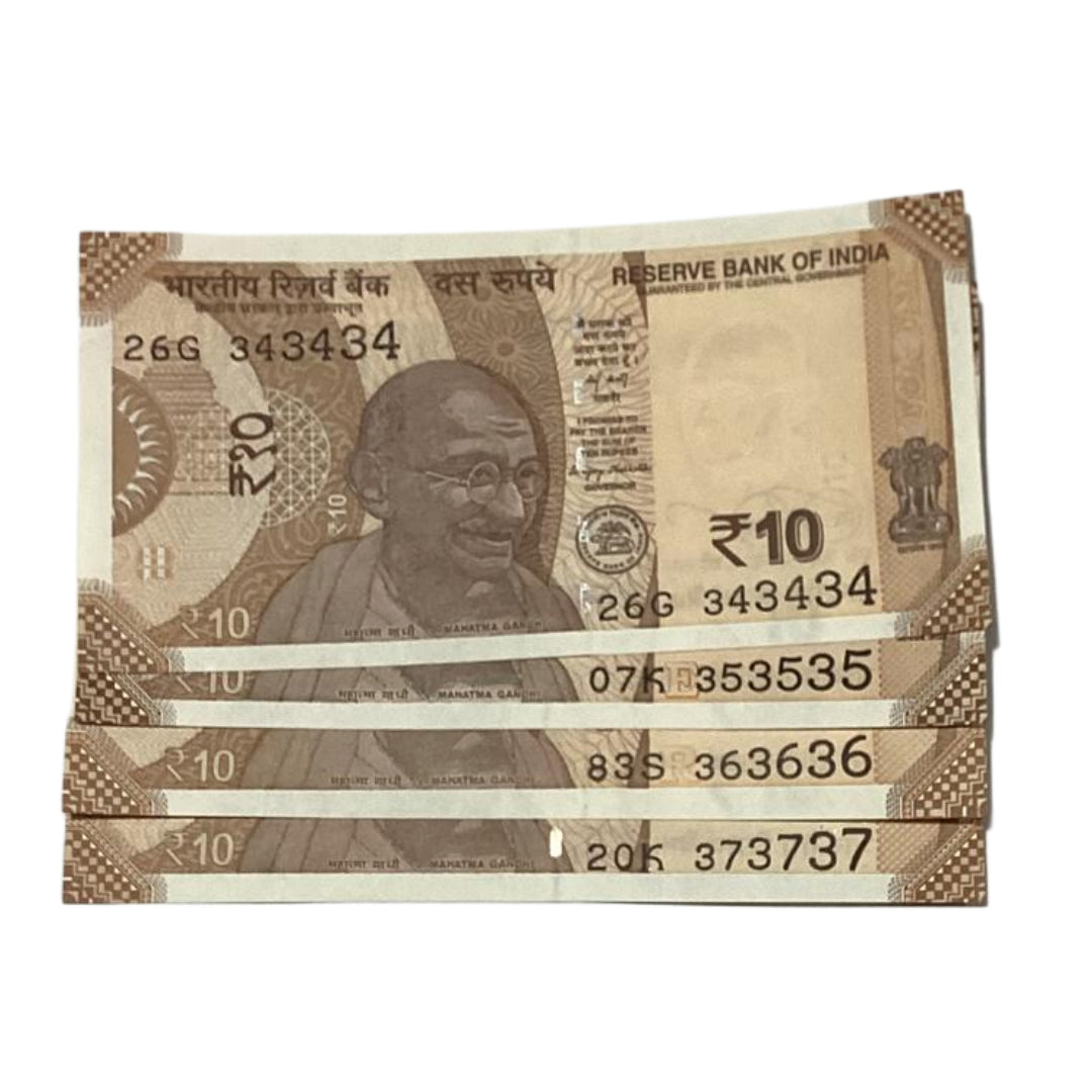 Rs 10 tripling 343434 to 373737 numbers governor sanjay malhotra rare collectible - Collection Bazzar