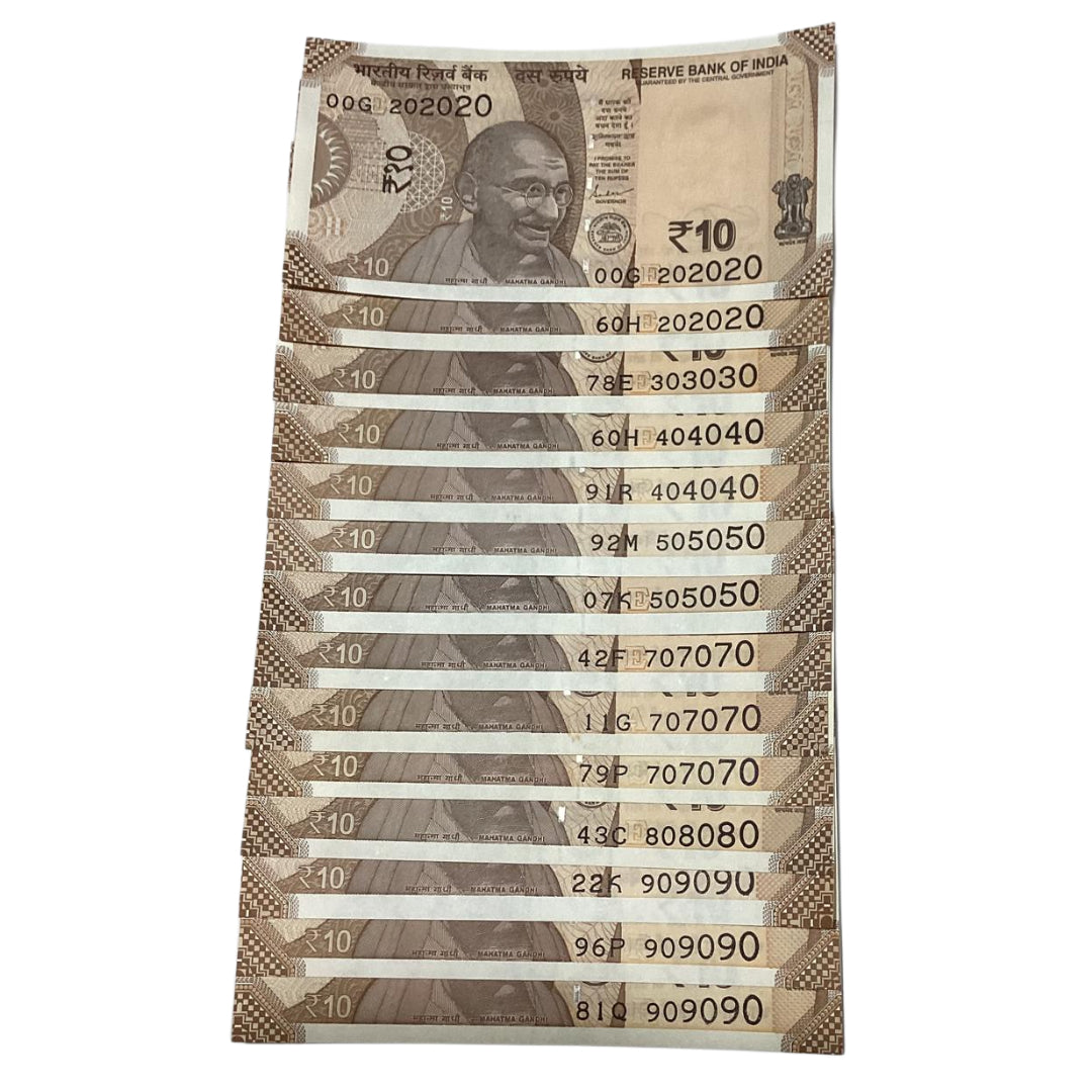 Rs 10 tripling numbers 202020 and orderly serialed governor shaktikant das rare collectible - Collection Bazzar