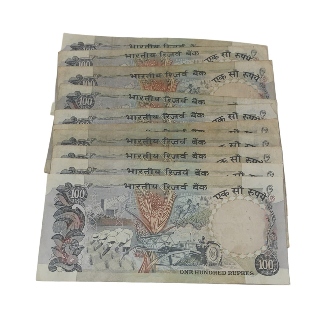 Rs 100 Note 10 Piece Set Agricultiure Cobalt | Rare Collectible Items | Signed by R.N Malhotra - Collection Bazzar