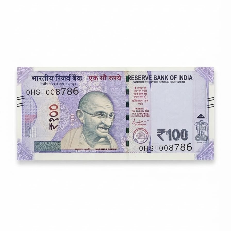 Rs 100 Note 008786 Holy Bismillah Number Religious Rare - Collection Bazzar