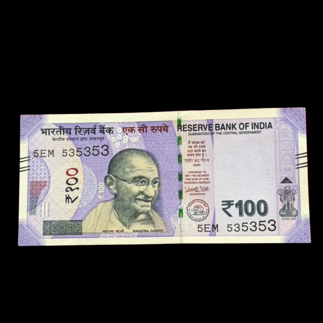 Rs 100 Note 535353 Tripling Number Fancy Rare Collectible - Collection Bazzar