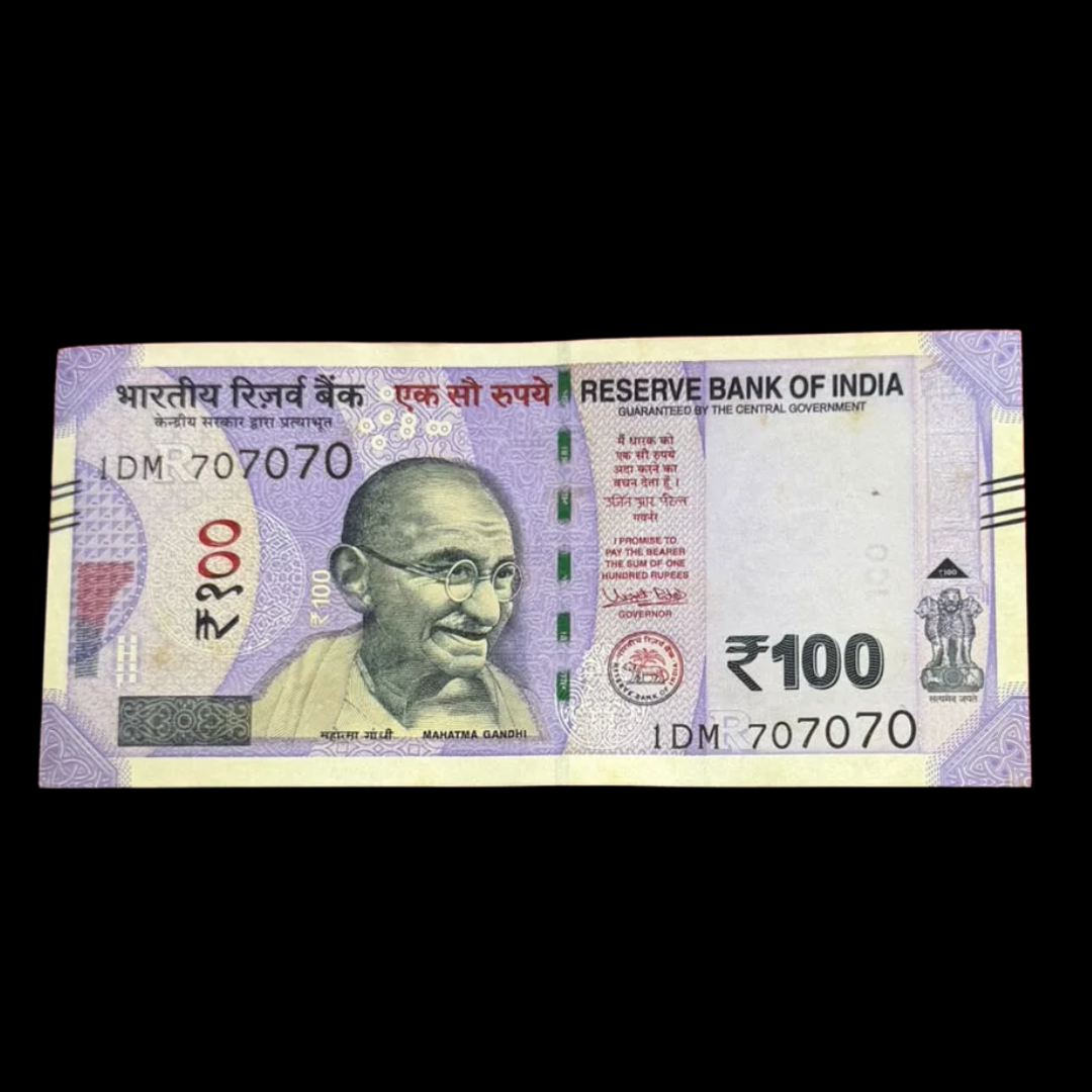 Rs 100 Note 707070 Tripling Number Fancy Rare Collectible - Collection Bazzar