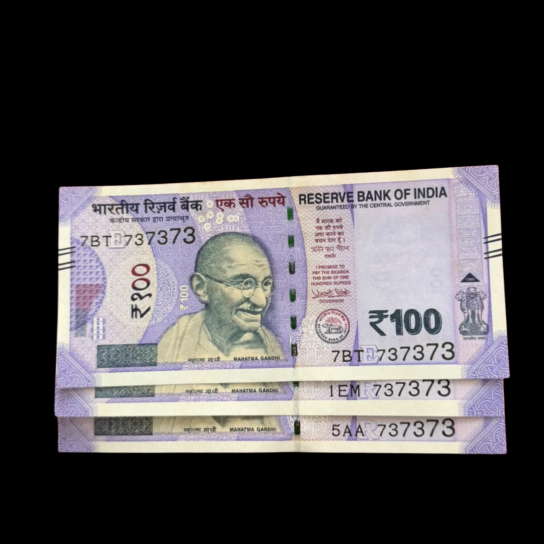 Rs 100 Note 737373 Set Of 3 Tripling No Fancy Rare Collectible - Collection Bazzar