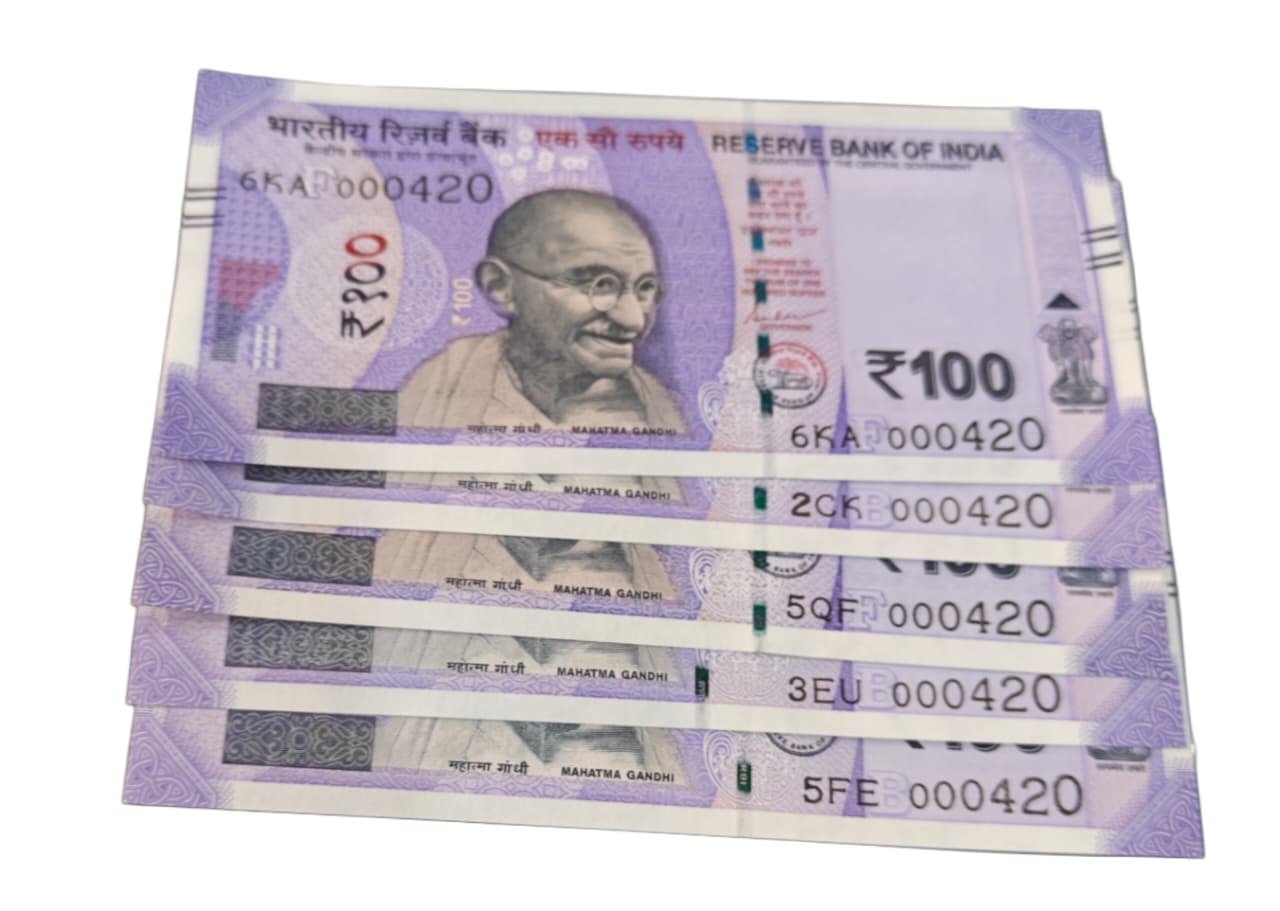 Rs 100 Note India chor number 000420 each note price - Collection Bazzar