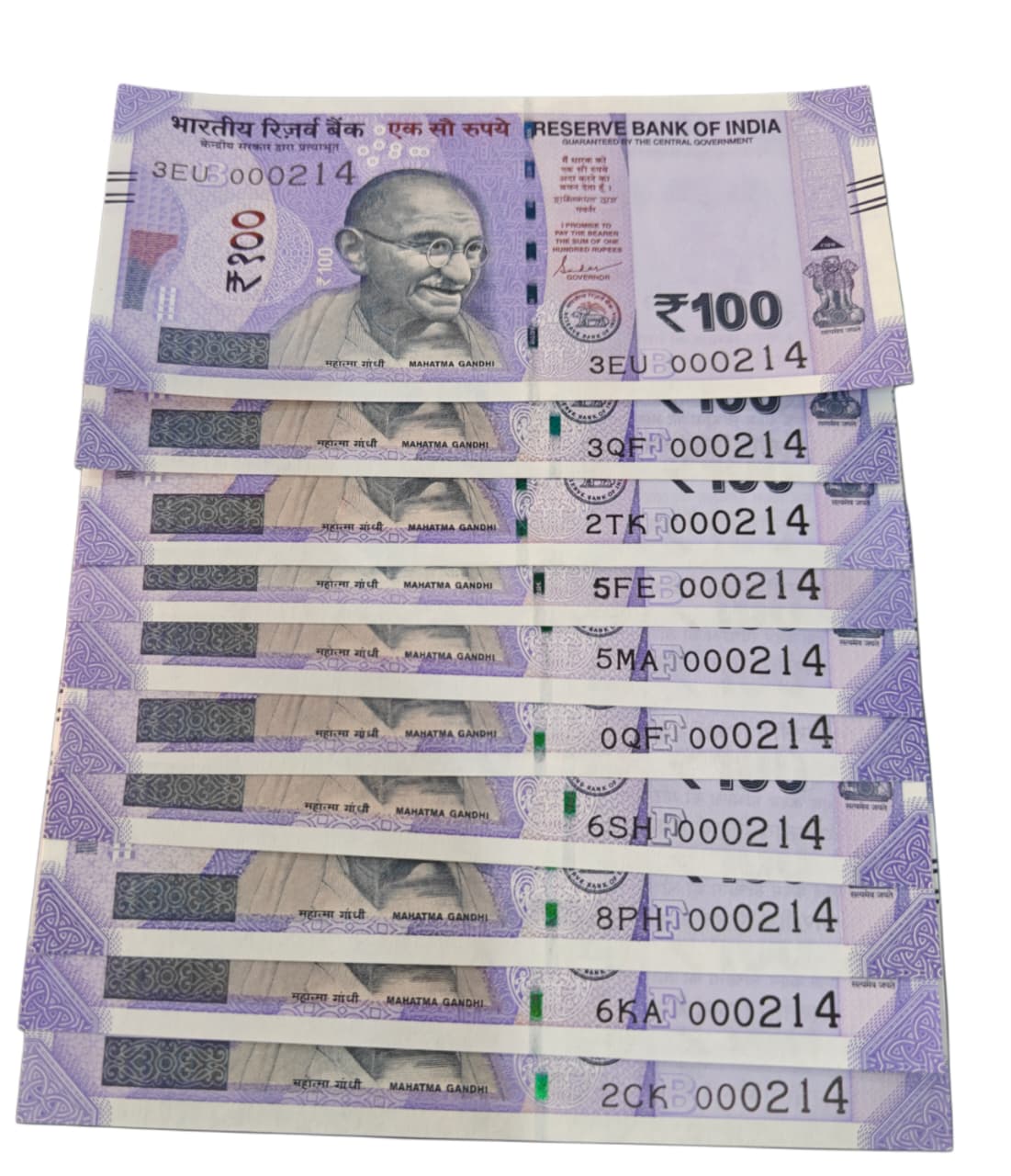 Rs 100 Note India Jai Shree ram number 000214. Each note price mention - Collection Bazzar