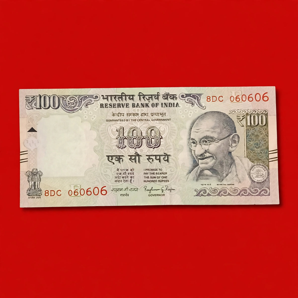 Rs 100 Old with Brail 060606 Tripling No Gov Raghuram Rajan birthday 06 march - Collection Bazzar