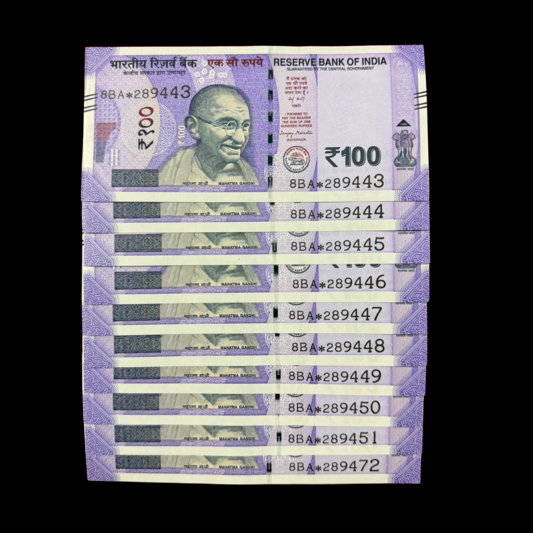 Rs 100 Star Note Set of 10 289443-289472 Sanjay Malhotra - Collection Bazzar