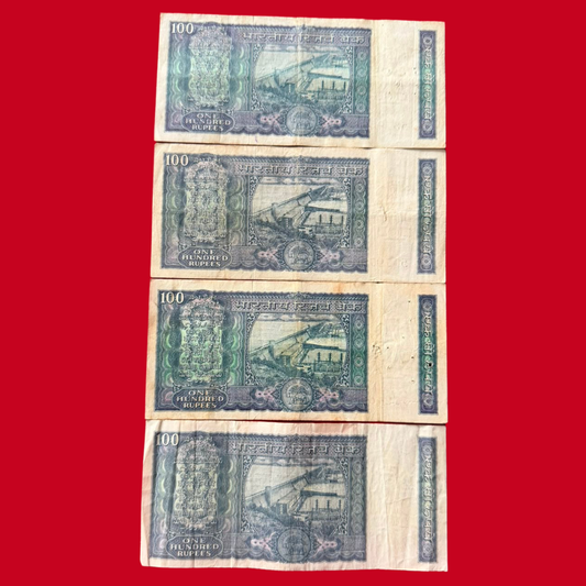 Rs 100 White Strip Note 4 Governors Set Extremely Rare - Collection Bazzar