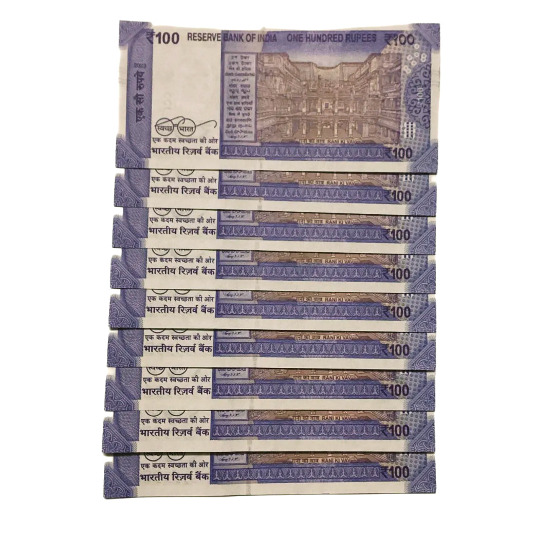 Rs 100 note 9DT prefix set 999990-999998 all nine type gov shaktikant das rare collectible - Collection Bazzar