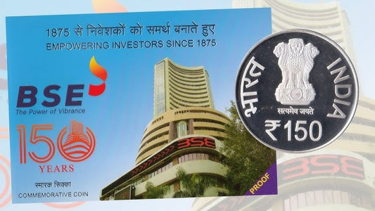 Rs 150 Coin 150 Years of Bombay Stock Exchange Combo Set Proof set & Wooden Set - Collection Bazzar