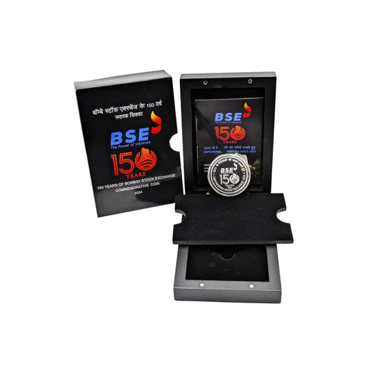 ₹150 Proof Coin – 150 Years of Bombay Stock Exchange | Premium Wooden Box | Government Mint