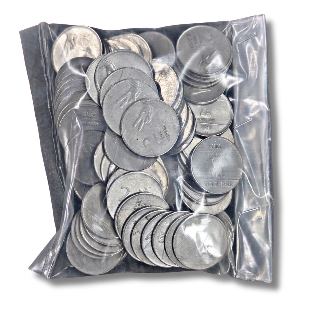 BULK LOT: 100 Pcs India 2 Rupees "Thumb Pattern" FSS Coins - Mixed Years 2008, 2009, 2010