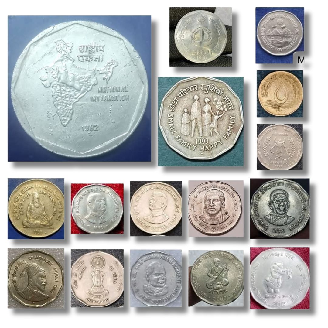 2 Rupee All Commemorative Coin Set 16 Types XF+ to AUNC Condition