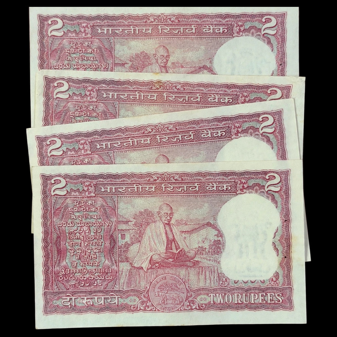 Rs 2 Gandhi ji Reading Books Governor L K Jha Each Note Price - Collection Bazzar